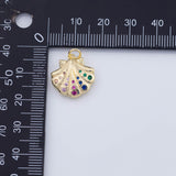 18K Gold PVD clam shell oyster charm 16mm multicolor - Tarnish Resistant
