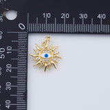 18K Gold PVD evil eye sun burst charm 18mm pendant charms - Tarnish Resistant