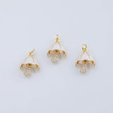 18K Gold PVD umbrella charm white enamel 16x13mm pendant charms - Tarnish Resistant