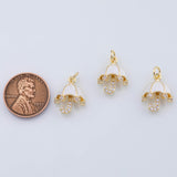 18K Gold PVD umbrella charm white enamel 16x13mm pendant charms - Tarnish Resistant