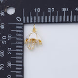 18K Gold PVD umbrella charm white enamel 16x13mm pendant charms - Tarnish Resistant