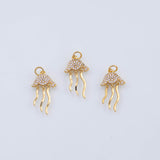 18K Gold PVD Small micro jellyfish charm in fish animal beach vibes ac553 ac554 man o' war charm - Tarnish Resistant