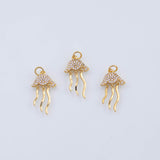 18K Gold pvd Small micro jellyfish charm in fish animal beach vibes ac553 ac554 man o' war charm - Tarnish Resistant