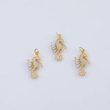 18K Gold PVD Mini Cubic Sea Horse Charm, Dainty Seahorse Micro Pendant under the sea Animal Charm Inspired E342 11x20mm - Tarnish Resistan