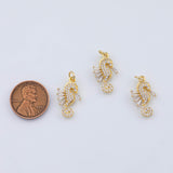 18K Gold PVD Mini Cubic Sea Horse Charm, Dainty Seahorse Micro Pendant under the sea Animal Charm Inspired E342 11x20mm - Tarnish Resistan