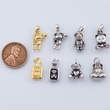 18K Gold PVD Teddy bear easter bunny charms gold valentine's day - Tarnish Resistant