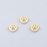 18K Gold PVD Dog Paw Connector charm - Tarnish Resistant