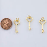 18K Gold PVD Key charm - Tarnish Resistant