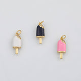 18K Gold PVD Ice Cream Bar Popsicle Icecream 6x18mm s White Gold Charms - Tarnish Resistant