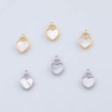 18K Gold pvd 14K Small Heart Mother of Pearl Charm 10x14mm Pendant Charms - Tarnish Resistant