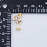 18K Gold PVD Wine Glass Charm 15x20mm - Tarnish Resistant