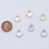 18K Gold PVD 14k mother of pearl heart 10x14mm - Tarnish Resistant
