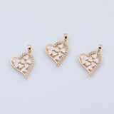 18K Gold PVD Heart Charm with White Enamel 18x20mm - Tarnish Resistant