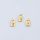 18K Gold PVD butterfly in flower garden charm rectangle 14x8mm pendant charms - Tarnish Resistant