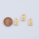 18K Gold PVD butterfly in flower garden charm rectangle 14x8mm pendant charms - Tarnish Resistant