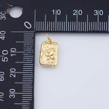 18K Gold PVD butterfly in flower garden charm rectangle 14x8mm pendant charms - Tarnish Resistant