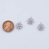 18K Gold PVD Heart Charm 12mm White Sunburst Pendant Charms - Tarnish Resistant