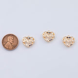 18K Gold PVD Mom Charm 14x14mm Mom Heart Charm - Tarnish Resistant