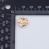 18K Gold PVD Mom Charm 14x14mm Mom Heart Charm - Tarnish Resistant