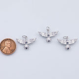 18K Gold PVD Eagle Bird Charm 15x22mm White with Wings Spread Pendant Charms - Tarnish Resistant