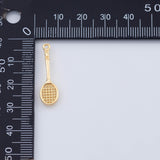 18K Gold PVD Tennis Racket Charm 8x27mm Pendant Charms - Tarnish Resistant