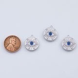 18K Gold PVD evil eye charm 16mm white sapphire blue eye pendant charms - Tarnish Resistant