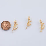 18K Gold PVD Rose charm 10x22mm flower charm - Tarnish Resistant