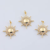 18K Gold PVD sun north star charm 28mm charms pendant charms - Tarnish Resistant