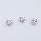 18K Gold PVD heart charm with rose flower 8x12mm white pendant charms - Tarnish Resistant