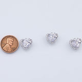 18K Gold PVD heart charm with rose flower 8x12mm white pendant charms - Tarnish Resistant