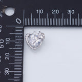 18K Gold PVD heart charm with rose flower 8x12mm white pendant charms - Tarnish Resistant