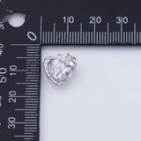 18K Gold PVD heart charm with rose flower 8x12mm white pendant charms - Tarnish Resistant
