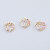 18K Gold PVD Heart Flower Pink charm - Tarnish Resistant