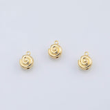 18K Gold PVD Twirl snail flower charm - Tarnish Resistant