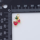 18K Gold PVD Heart Berries Strawberry fruit charm Strawberries - Tarnish Resistant