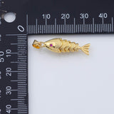 18K Gold PVD Fish with flexible spine charm - Tarnish Resistant