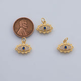 18K Gold PVD Evil Eye Charm 12x15mm Pendant Charms - Tarnish Resistant
