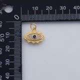 18K Gold PVD Evil Eye Charm 12x15mm Pendant Charms - Tarnish Resistant