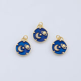 18K Gold PVD Blue celestial charm planet comet moon star stars 16mm charm pendant charms - Tarnish Resistant