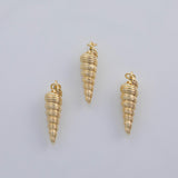 18K Gold PVD Sea Snail Charm Long Skinny 8x28mm Charm Pendant Charms - Tarnish Resistant