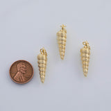 18K Gold PVD Sea Snail Charm Long Skinny 8x28mm Charm Pendant Charms - Tarnish Resistant