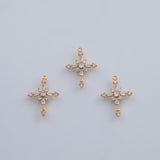 18K Gold PVD Cross charm 17x23mm rose cut charm pendant charms - Tarnish Resistant