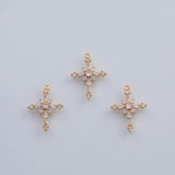 18K Gold PVD Cross charm 17x23mm rose cut charm pendant charms - Tarnish Resistant