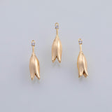 18K Gold PVD Long flower tulip rose charm 7x27mm charm pendant charms - Tarnish Resistant