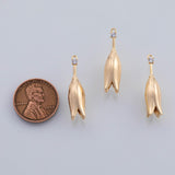 18K Gold PVD Long flower tulip rose charm 7x27mm charm pendant charms - Tarnish Resistant