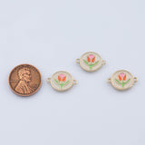 18K Gold pvd Flower rose connector charm enamel charms - Tarnish Resistant
