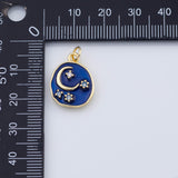 18K Gold PVD Blue Celestial Charm Planet Moon Star Freem 16mm Charm Pendant Charms - Tarnish Resistant