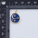 18K Gold PVD Blue Celestial Charm Planet Moon Star Freem 16mm Charm Pendant Charms - Tarnish Resistant