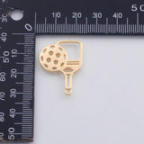 18K Gold PVD pickle ball racket racquet charm pickleball with sport inspired component 21x28mm - Tarnish Resistant