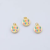 18K Gold PVD Good luck charm double sided 13mm charm pendant charms - Tarnish Resistant